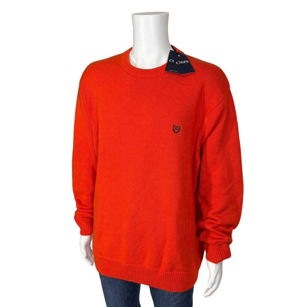Chaps Mens Classic Crewneck Sweater Dusk Orange 100% Cotton Big & Tall 4XB NWT